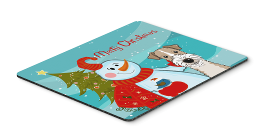 Wire Fox Terrier Merry Christmas Tree with Snowman Mouse Pad