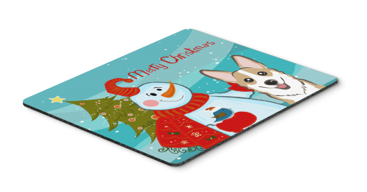 Corgi - Sable - Merry Christmas Tree with Snowman Mouse Pad