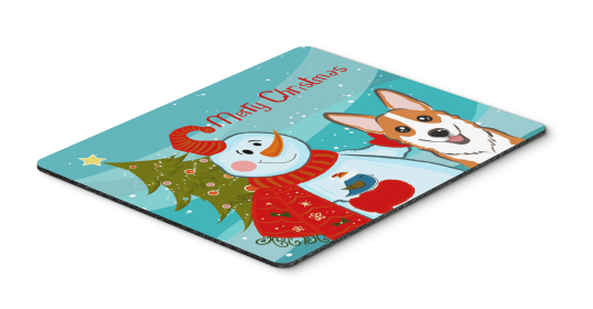 Corgi - Red - Merry Christmas Tree with Snowman Mouse Pad
