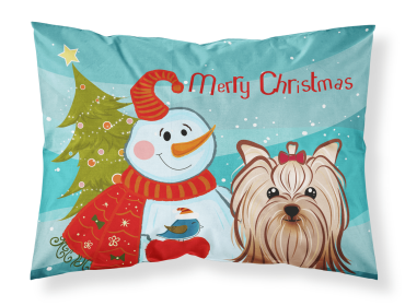 Yorkshire Terrier with Snowman Merry Christmas Standard Pillowcase