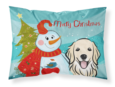 Golden Retriever with Snowman Merry Christmas Standard Pillowcase