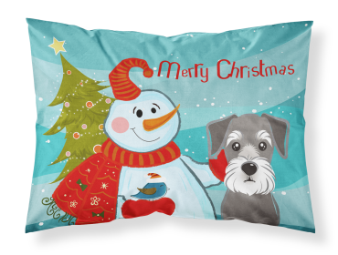 Schnauzer with Snowman Merry Christmas Standard Pillowcase