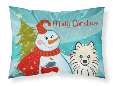 Pomeranian with Snowman Merry Christmas Standard Pillowcase