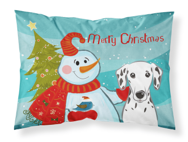 Dalmatian with Snowman Merry Christmas Standard Pillowcase