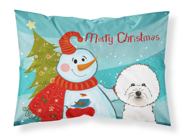 Bichon Frise with Snowman Merry Christmas Standard Pillowcase