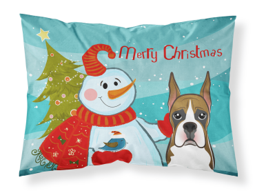 Boxer with Snowman Merry Christmas Standard Pillowcase