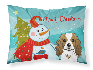 Cavalier King Charles Spaniel with Snowman Merry Christmas Standard Pillowcase