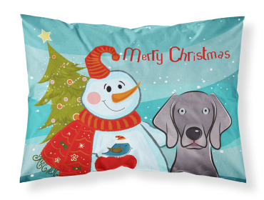 Weimaraner with Snowman Merry Christmas Standard Pillowcase