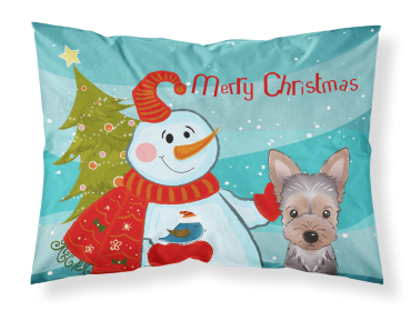 Yorkshire Terrier - Puppy with Snowman Merry Christmas Standard Pillowcase