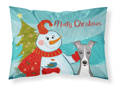 Italian Greyhound with Snowman Merry Christmas Standard Pillowcase