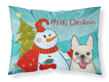 French Bulldog - Fawn with Snowman Merry Christmas Standard Pillowcase
