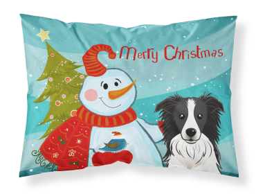 Border Collie with Snowman Merry Christmas Standard Pillowcase