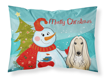 Afghan Hound with Snowman Merry Christmas Standard Pillowcase