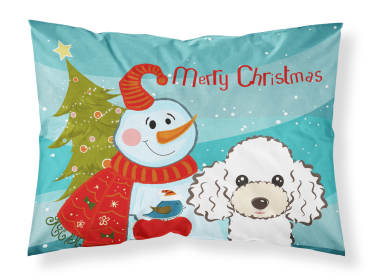 Poodle - White with Snowman Merry Christmas Standard Pillowcase