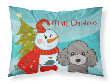 Poodle - Silver with Snowman Merry Christmas Standard Pillowcase