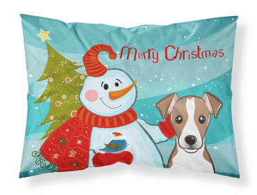 Jack Russell Terrier with Snowman Merry Christmas Standard Pillowcase