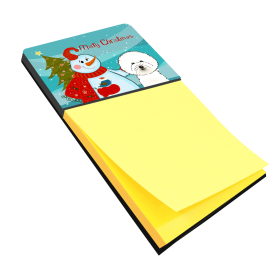 Bichon Frise 2 Merry Christmas Tree with Snowman Sticky Note Holder