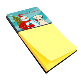 Labrador Retriever - Yellow 2 - Merry Christmas Tree and Snowman Sticky Note Holder