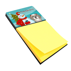 Shih Tzu - Silver 2 - Merry Christmas Tree with Snowman Sticky Note Holder