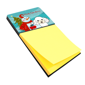 Poodle - White 2 - Merry Christmas Tree with Snowman Sticky Note Holder