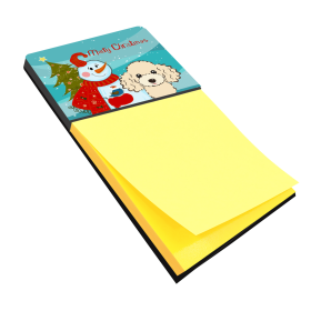 Poodle - Buff 2 - Merry Christmas Tree with Snowman Sticky Note Holder