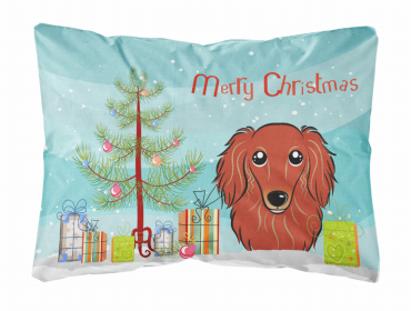 Dachshund - Longhair - Red - Christmas Tree Decorative Pillow