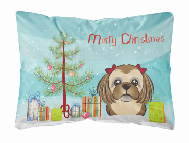 Shih Tzu - Chocolate - Christmas Tree Decorative Pillow