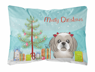 Shih Tzu - Silver - Christmas Tree Decorative Pillow