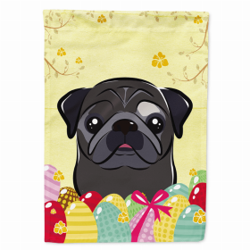 Pug - Black - Easter Egg Hunt House Flag