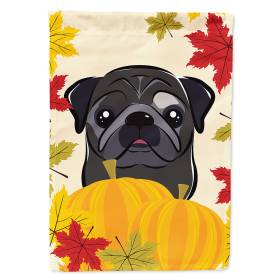Pug - Black - Thanksgiving Day House Flag
