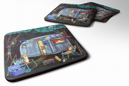 Corgi Glamping Fish Tales Trailer Art Foam Coaster