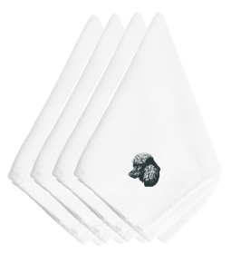 Poodle - Black - Embroidered Napkins Set of 4