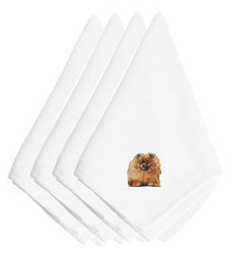 Pomeranian Embroidered Napkins Set of 4