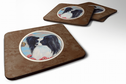 Papillon - Black and White - Art Foam Coaster