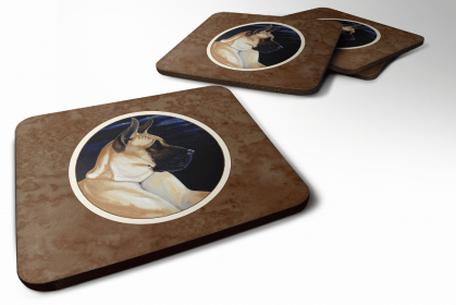Great Dane - Fawn - in the Moonlight Art Foam Coaster