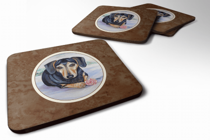 Dachshund - Black and Creme - Art Foam Coaster