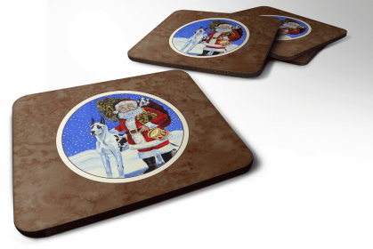 Great Dane - Harlequin - with Santa Claus Art Foam Coaster