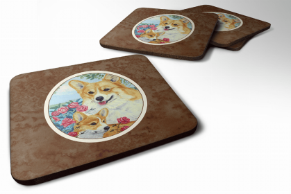 Corgi Momma loves Roses Art Foam Coaster