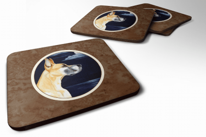 Great Dane - Fawn - Moonlight Stroll Art Foam Coaster