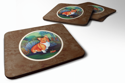 Corgi 2 Art Foam Coaster