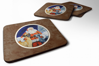 Great Dane with Santa Claus Art Foam Coaster