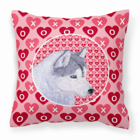 Siberian Husky Hearts Love and Valentine's Day Fabric Decorative Pillow