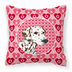 Dalmatian Hearts Love and Valentine's Day Fabric Decorative Pillow