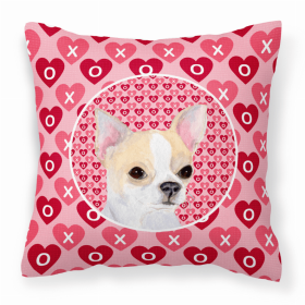 Chihuahua #3 Hearts Love and Valentine's Day Fabric Decorative Pillow