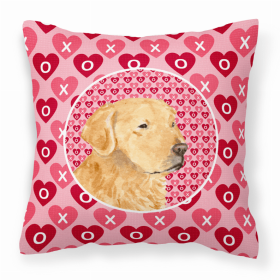 Golden Retriever Hearts Love and Valentine's Day Fabric Decorative Pillow
