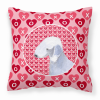 Bedlington Terrier Hearts Love and Valentine's Day Fabric Decorative Pillow