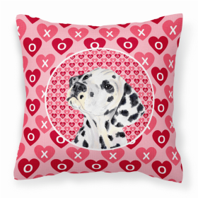 Dalmatian #2 Hearts Love and Valentine's Day Fabric Decorative Pillow
