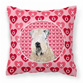 Soft Coated Wheaten Terrier Hearts Love and Valentine's Day Fabric Decorative Pillow