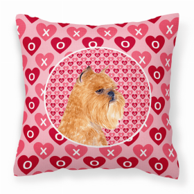 Brussels Griffon #5 Hearts Love and Valentine's Day Fabric Decorative Pillow