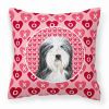 Bearded Collie #2 Hearts Love and Valentine's Day Fabric Decorative Pillow